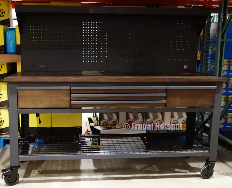 Whalen 72 Industrial Metal and Wood Workbench with Pegboard | Costco Display