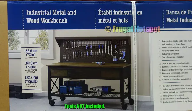 Whalen 72 Industrial Metal and Wood Workbench with Pegboard | Costco