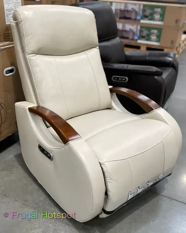 Barcalounger Leather Power Swivel Glider Recliner in cream | Costco Display