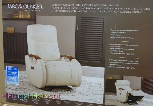 Barcalounger Leather Power Swivel Glider Recliner in cream | Costco