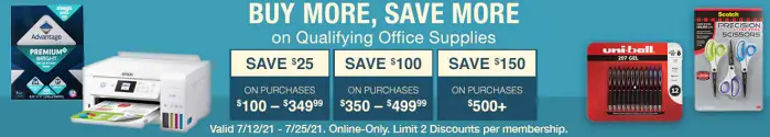 Costco online BUY more save more office supplies sale July 2021