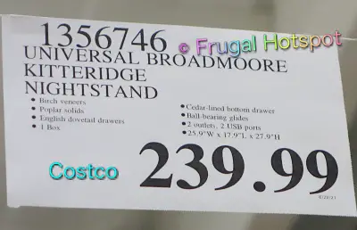 Kitteridge Nightstand by Universal Broadmoore | Costco Price
