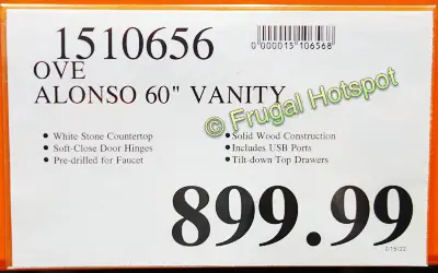 OVE Alonso Bathroom Vanity 60 | Costco Price