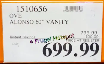 Ove Decors Alonso 60 Bathroom Vanity | Costco Sale Price