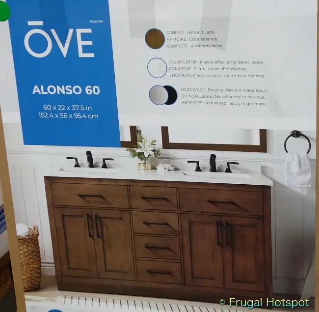 Ove Decors Alonso 60 Bathroom Vanity with black hardware | Costco