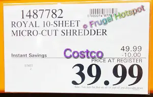 Royal Maximum Security Microcut Shredder | Costco Sale Price