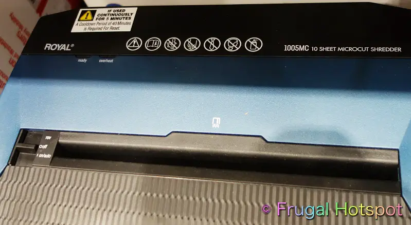 Royal Maximum Security Microcut Shredder top view | Costco