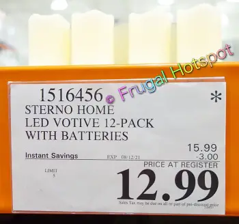 Sterno Home 12 Count LED Votive Candles with Batteries | Costco Price