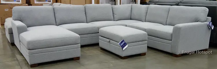 Thomasville Langdon Fabric Sectional with Storage Ottoman | Costco Display