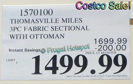 Thomasville Miles Fabric Sectional | Costco Sale Price