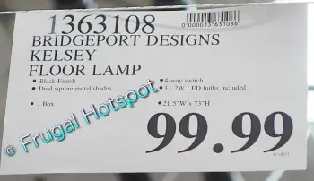 Costco Price | Kelsey Dual Square 3-Light Floor Lamp by Bridgeport Designs