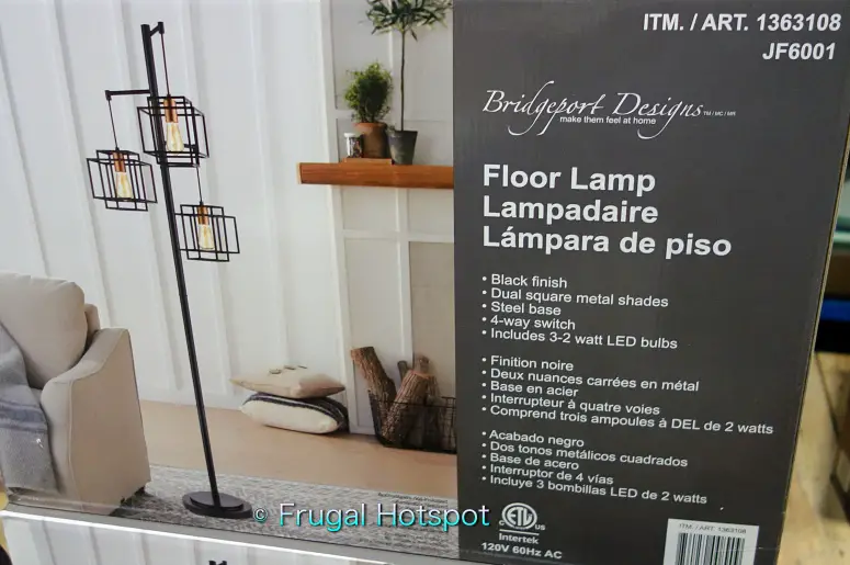 Kelsey Dual Square 3-Light Floor Lamp by Bridgeport Designs | Costco