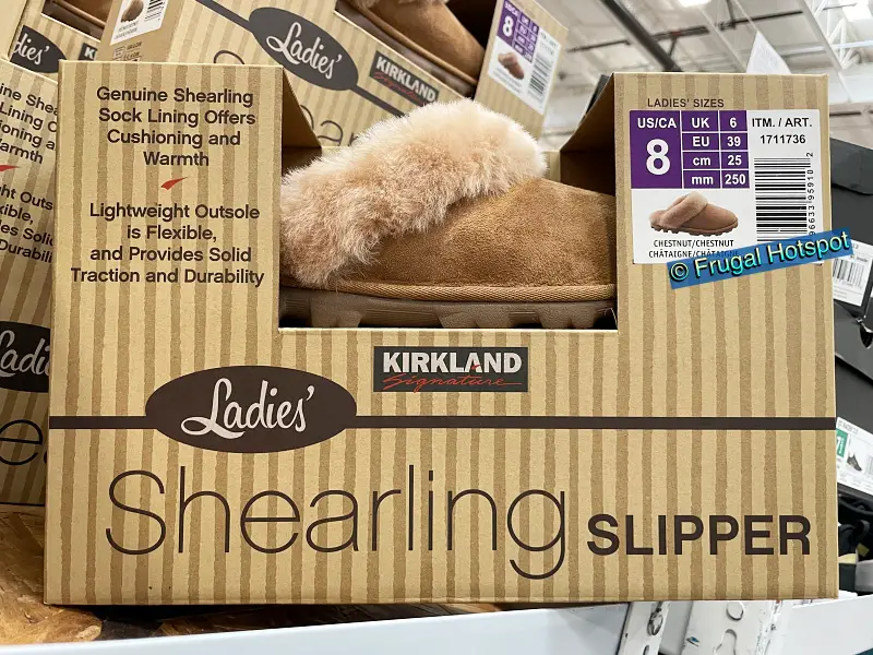 Kirkland Signature Ladies' Shearling Slipper in Chestnut | Costco Item 1711736