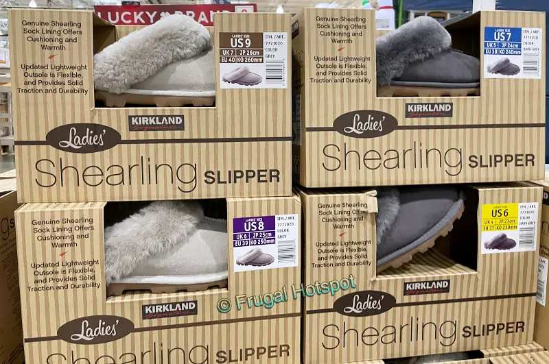Kirkland Signature Ladies' Shearling Slipper | light gray and dark gray | Costco