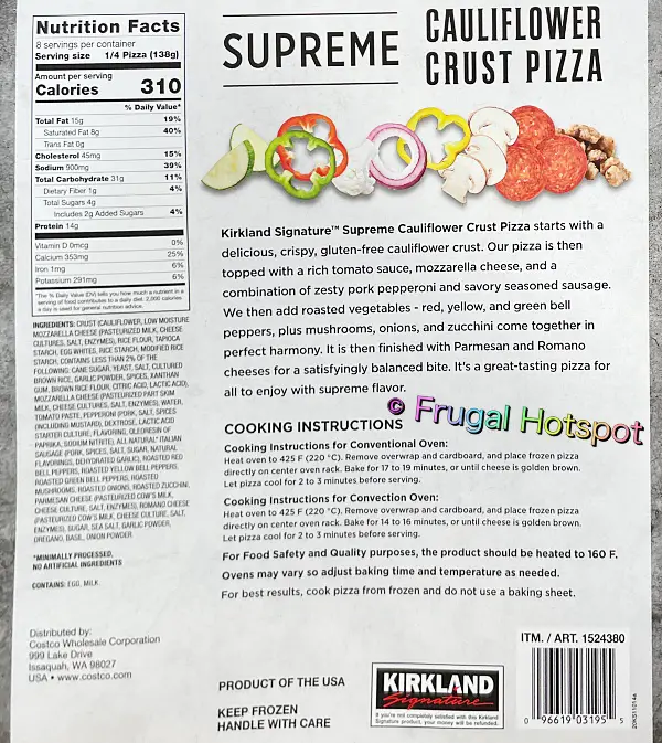 Costco Kirkland Signature Deluxe Cauliflower Crust Pizza 41 OFF