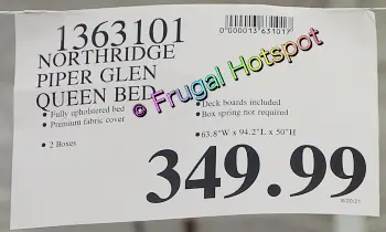 Northridge Home Upholstered Piper Glen Queen Bed | Costco Price