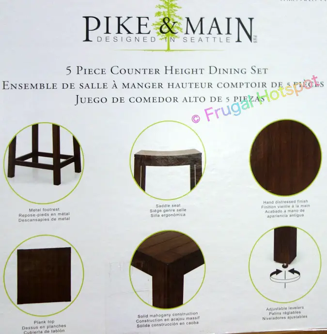 Pike and Main Benton 5-Piece Counter Height Dining Set | details | Costco