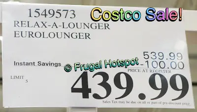 Relax-A-Lounger Ravenna Euro Lounger | Costco Sale Price