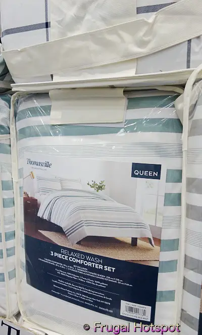 Thomasville Relaxed Wash Comforter Set | Sea Mist Stripe | Costco