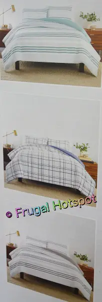 Thomasville Relaxed Wash Comforter Set | sea mist stripe and blue plaid and gray stripe | Costco