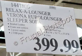 Verona Relax-A-Lounger Euro Lounger Sleeper Sofa | Costco Price