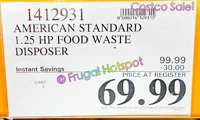 American Standard Food Waste Disposer | Costco Sale Price