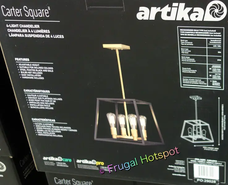 Artika Carter Square 4-Light Chandelier | Description | Costco