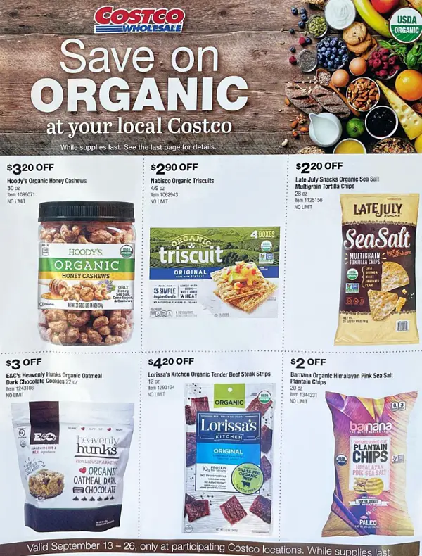 Costco Organic Coupon Book SEPTEMBER 2021 Page 1