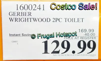 Gerber Wrightwood Dual Flush Elongated Complete Toilet | Costco Sale Price