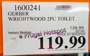 Gerber Wrightwood Dual Flush Elongated Complete Toilet Kit | Costco Sale Price