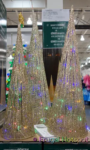 Glitter String LED Cone Trees 3 pc color | Costco Display