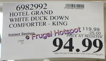 Grand Hotel White Down Comforter King | Costco Sale Price