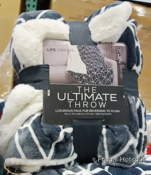 Life Comfort Ultimate Faux Fur Throw | dark gray patterned throw | Costco