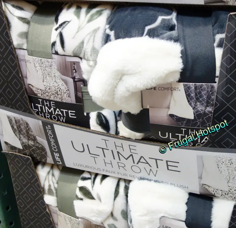 Life Comfort Ultimate Faux Fur Throw | green and blue | Costco