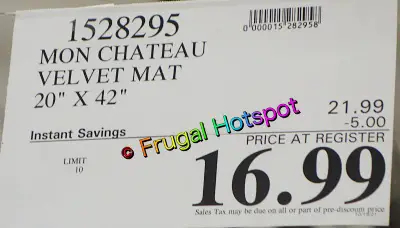 MOn Chateau velvet kitchen mat | Costco Sale Price