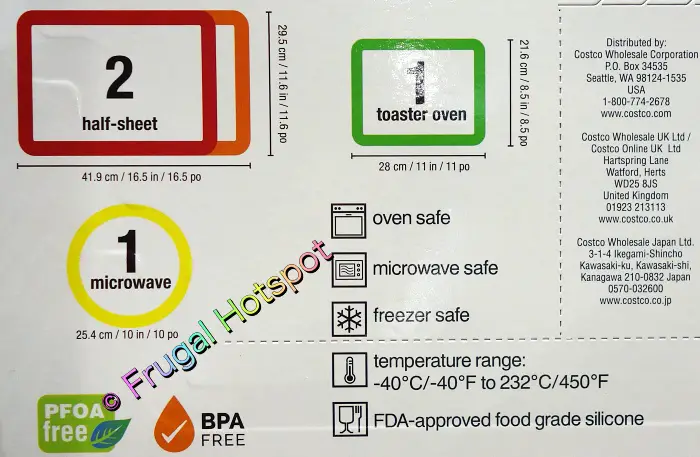 Miu Silicone Baking Mats | half sheet | toaster oven | microwave size mats | Dimensions | Costco