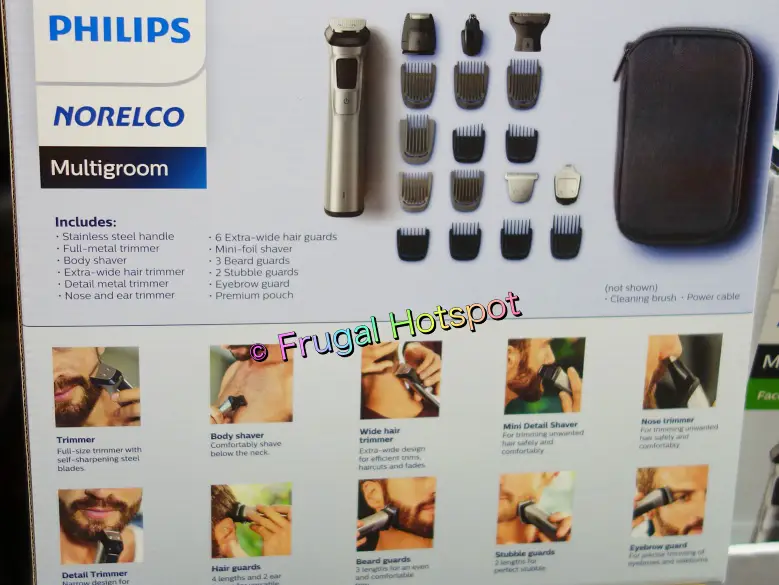 Philips Norelco Multigroom All-in-One Trimmer included items | Costco