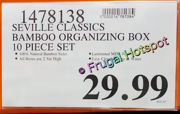 Seville Classics Bamboo Organizing Boxes 10 pieces | Costco Price