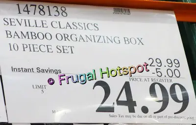 Seville Classics Bamboo Organizing Boxes | Costco Sale Price