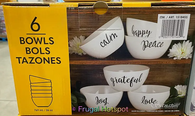 Signature Housewares Bowls with Inspirational Words 6 pc | Costco 1518455