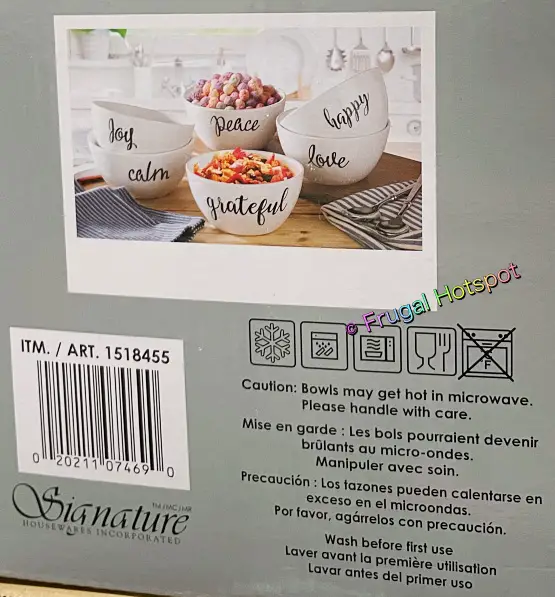 Signature Housewares Bowls with Inspirational Words | info | Costco