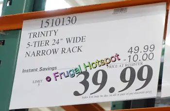 Trinity Basics 5-Tier Narrow Shelving Rack | Costco Sale Price