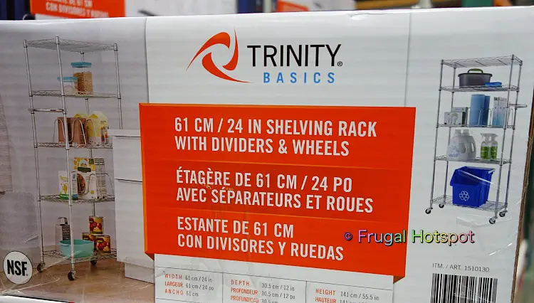 Trinity Basics 5-Tier Narrow Shelving Rack with dividers | Costco