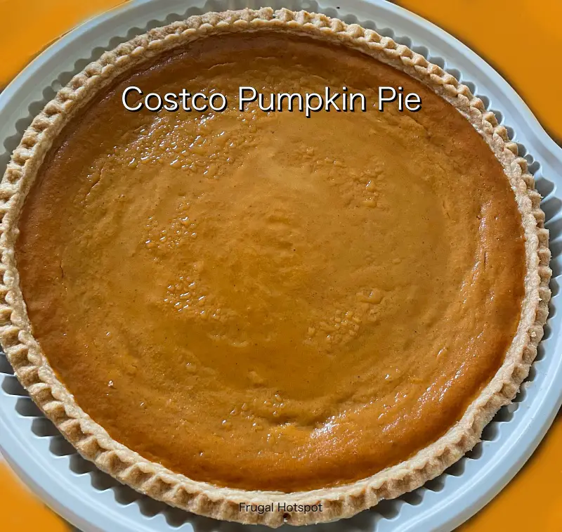 Costco Pumpkin Pie with background | Costco | Frugal Hotspot