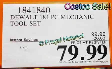 DeWalt 184-Piece Mechanics Tool Set | Costco Sale Price