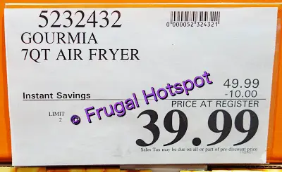 Gourmia 7 Qt Air Fryer | Costco Sale Price