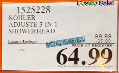 Kohler Adjuste 3 in 1 Showerhead | Costco Sale Price | Item 1525228