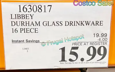 Libbey Durham Glass Drinkware | Costco Sale Price