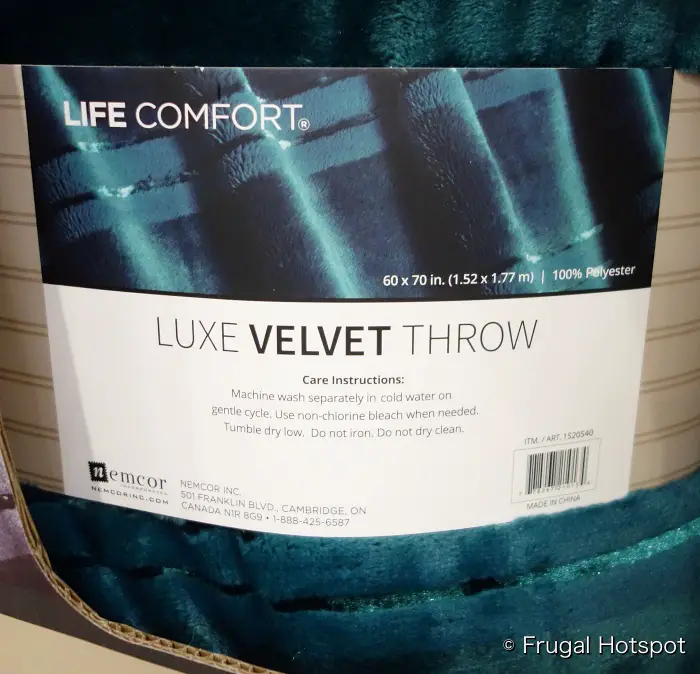 Life Comfort Luxe Velvet Throw | care instructions | Costco
