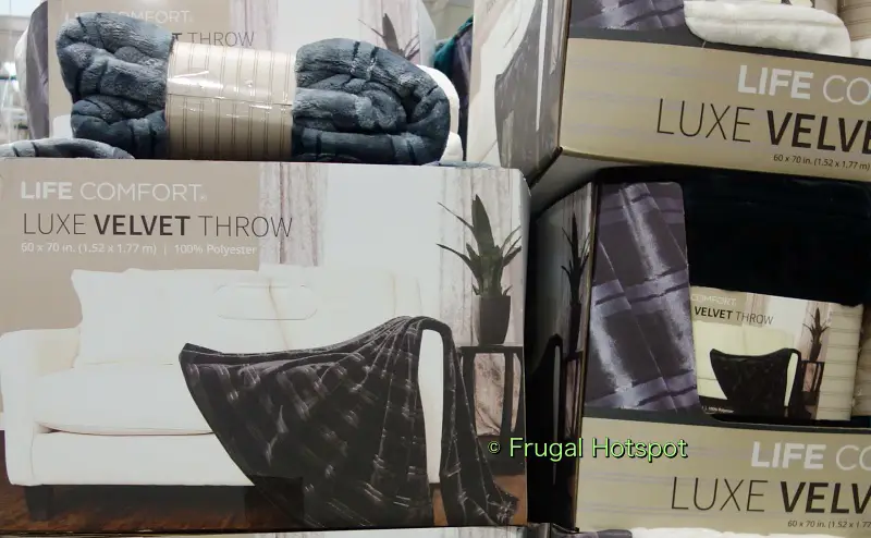 Life Comfort Luxe Velvet Throw | gray and black and ivory | Costco